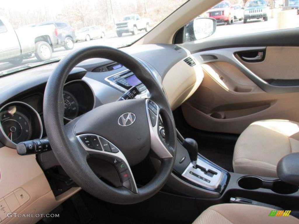 2012 Elantra GLS - Black Noir Pearl / Beige photo #11