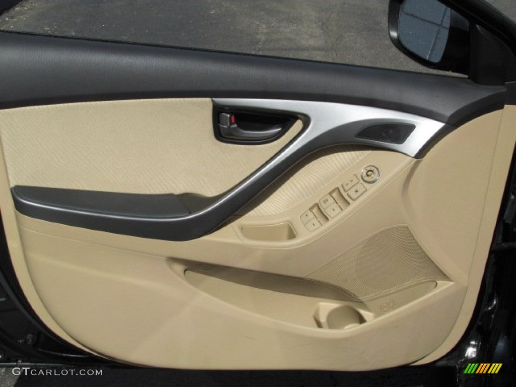 2012 Elantra GLS - Black Noir Pearl / Beige photo #14