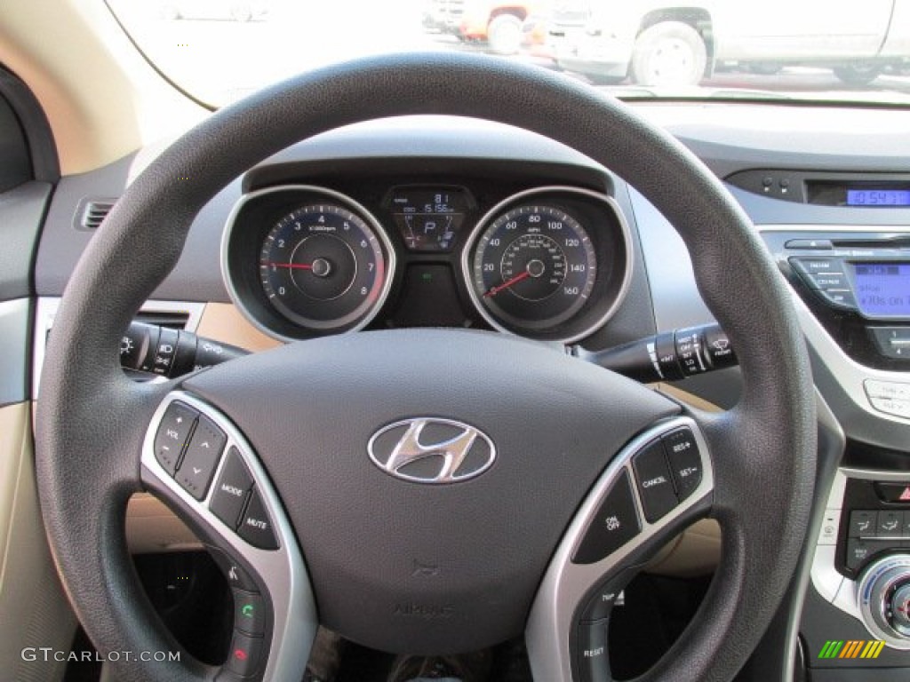 2012 Elantra GLS - Black Noir Pearl / Beige photo #19
