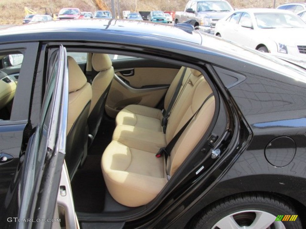 2012 Elantra GLS - Black Noir Pearl / Beige photo #22