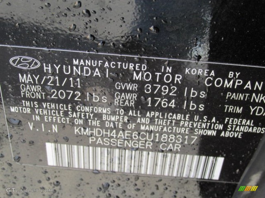 2012 Elantra GLS - Black Noir Pearl / Beige photo #24