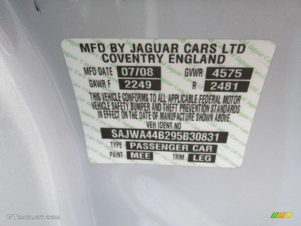 2009 Jaguar XK XK8 Convertible Color Code Photos