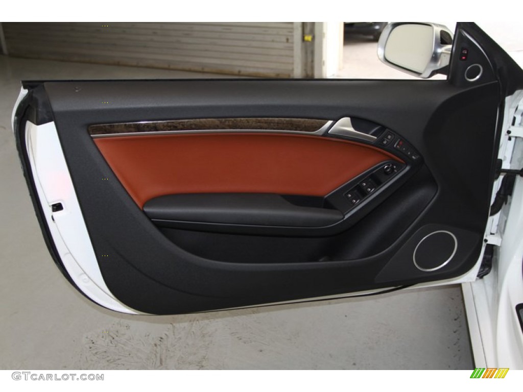 2010 Audi S5 3.0 TFSI quattro Cabriolet Tuscan Brown Silk Nappa Leather Door Panel Photo #79300379