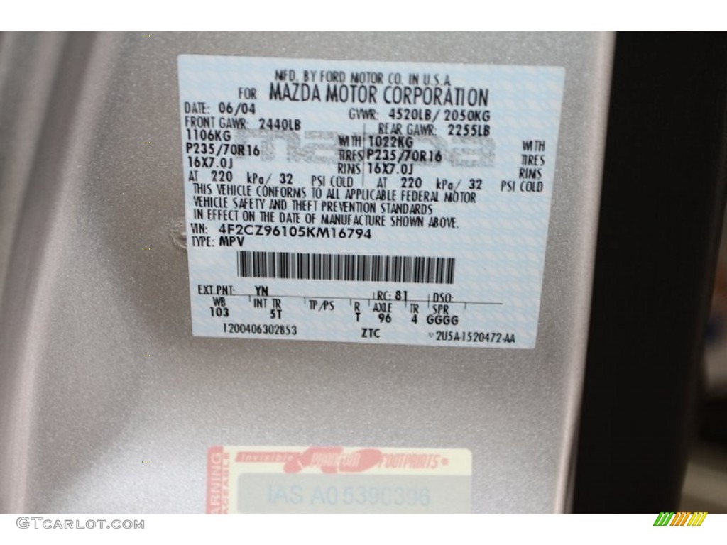 2005 Tribute s 4WD - Platinum Metallic / Dark Flint Gray photo #46