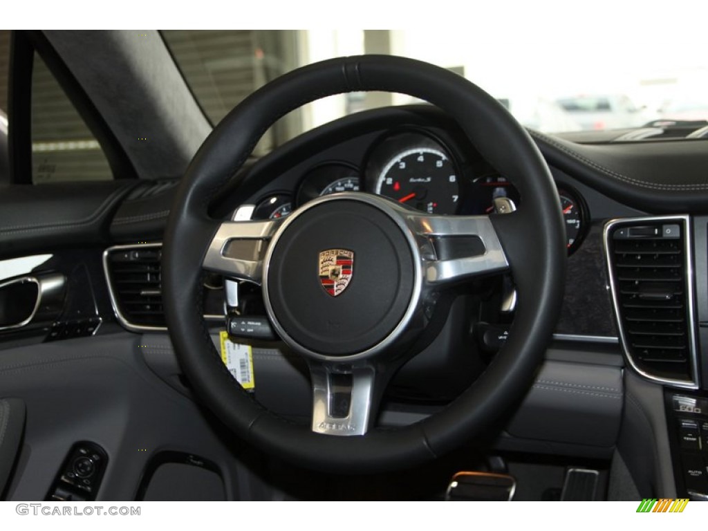 2012 Porsche Panamera Turbo S Platinum Grey Steering Wheel Photo #79304766