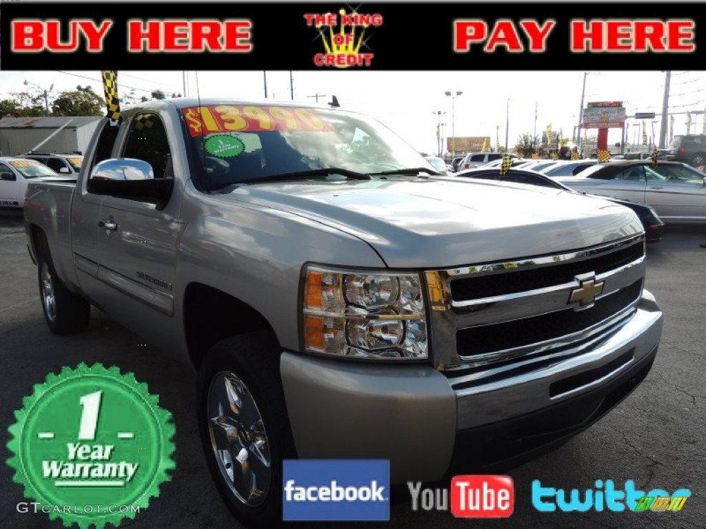 2009 Silverado 1500 LT Extended Cab - Silver Birch Metallic / Light Titanium photo #1
