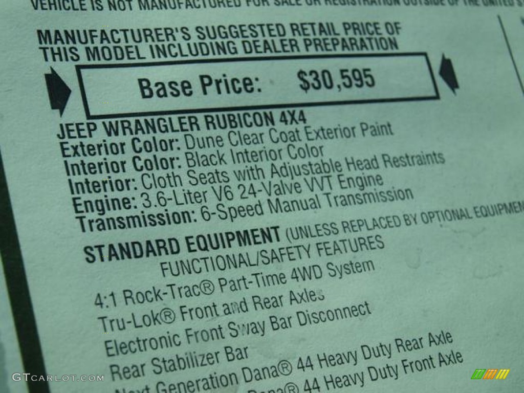 2013 Jeep Wrangler Rubicon 4x4 Window Sticker Photo #79312217