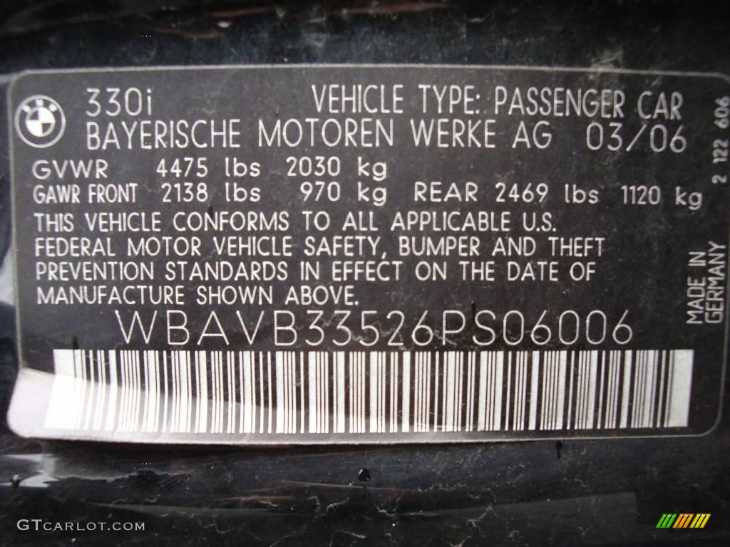 2006 3 Series 330i Sedan - Jet Black / Grey photo #15