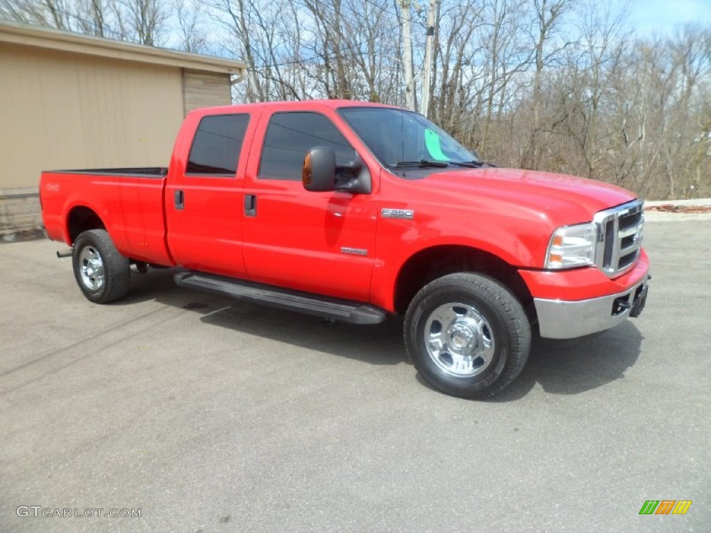 2006 F350 Super Duty XLT Crew Cab 4x4 - Red Clearcoat / Dark Flint photo #8