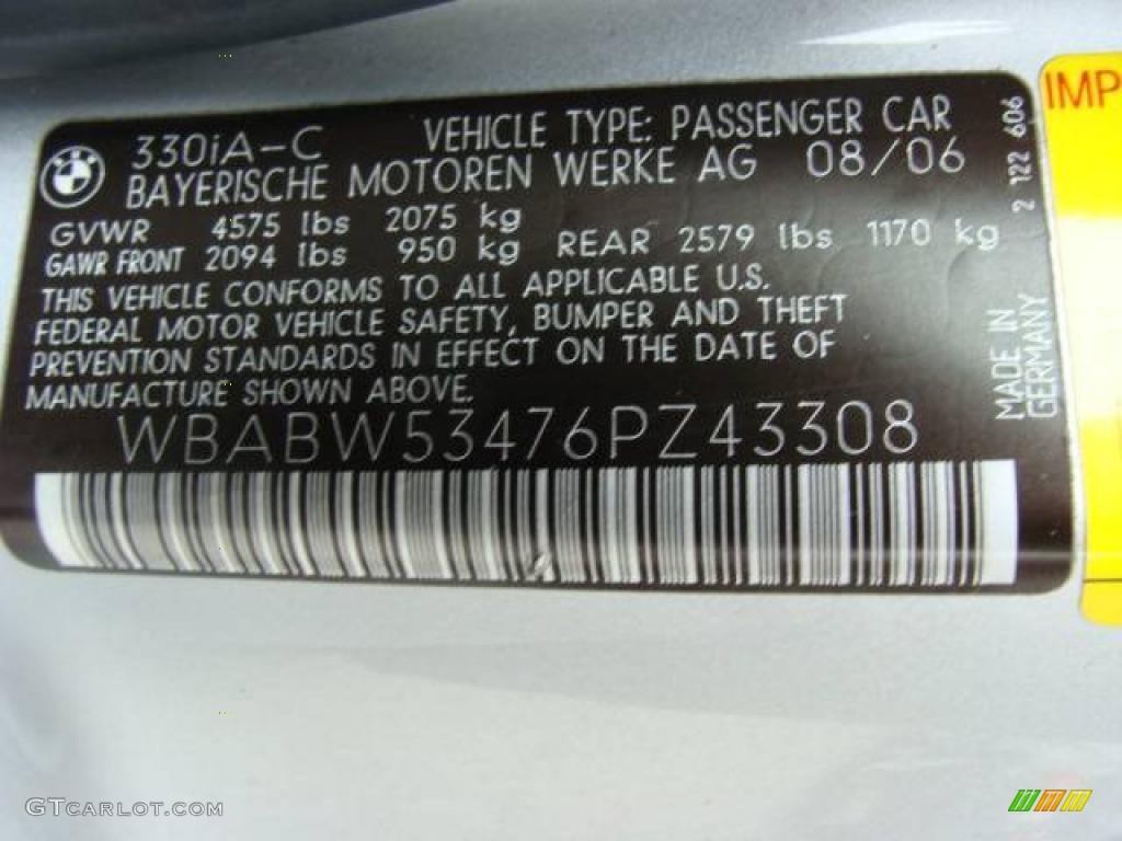 2006 3 Series 330i Convertible - Titanium Silver Metallic / Black photo #32
