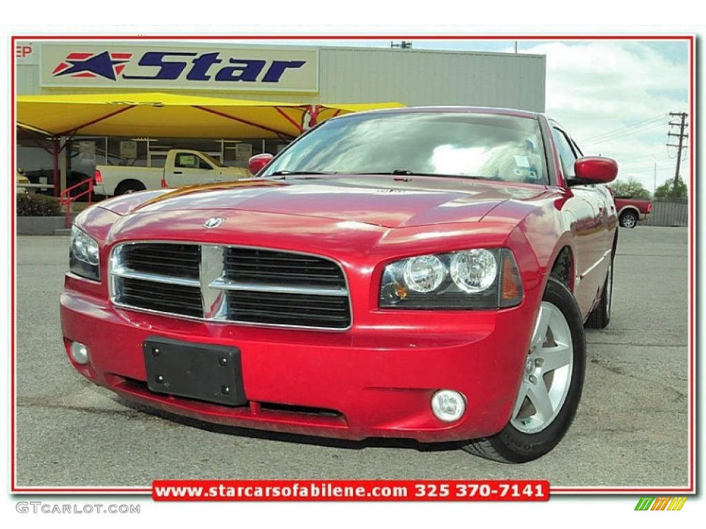 2010 Charger SXT - Inferno Red Crystal Pearl / Dark Slate Gray photo #1