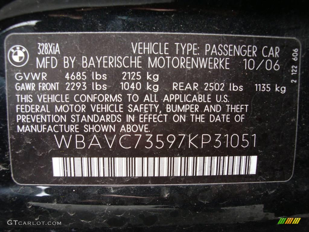 2007 3 Series 328xi Sedan - Jet Black / Black photo #15