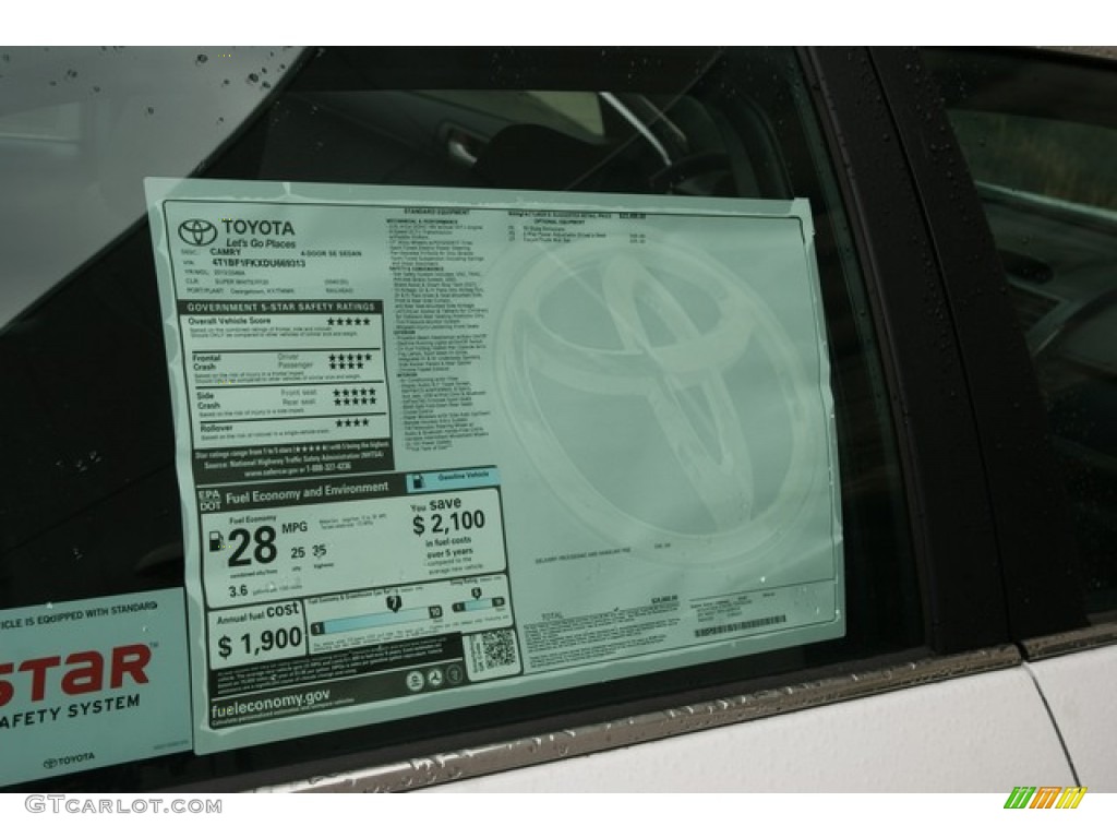 2013 Camry SE - Super White / Black photo #10