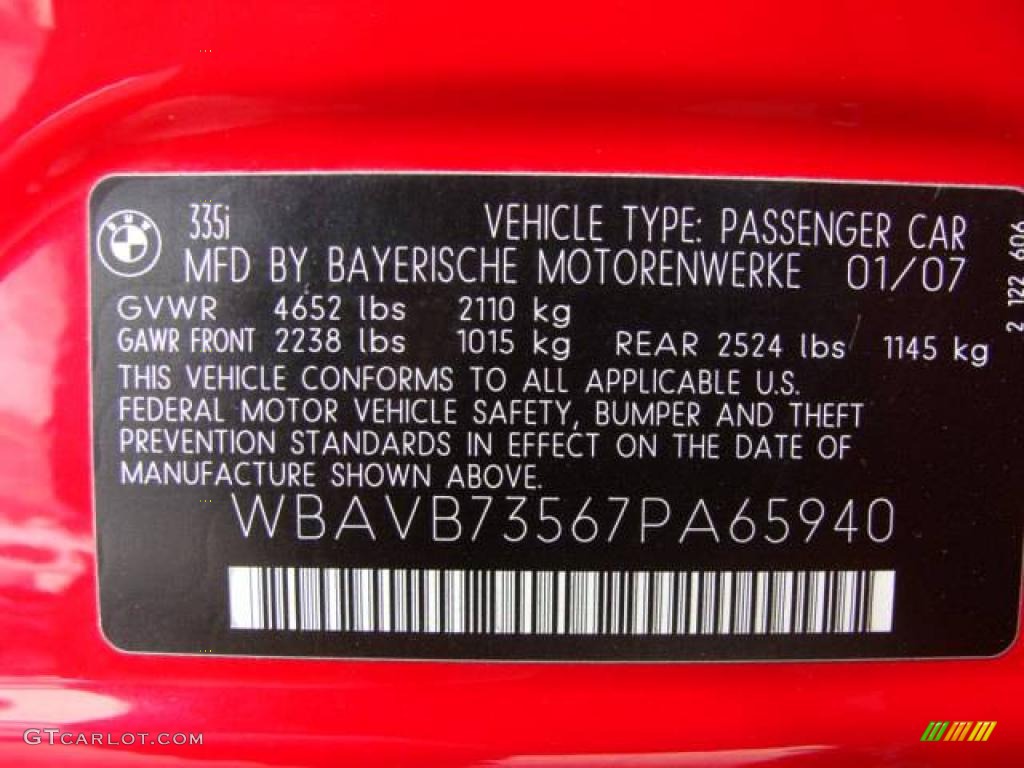2007 3 Series 335i Sedan - Crimson Red / Black photo #26