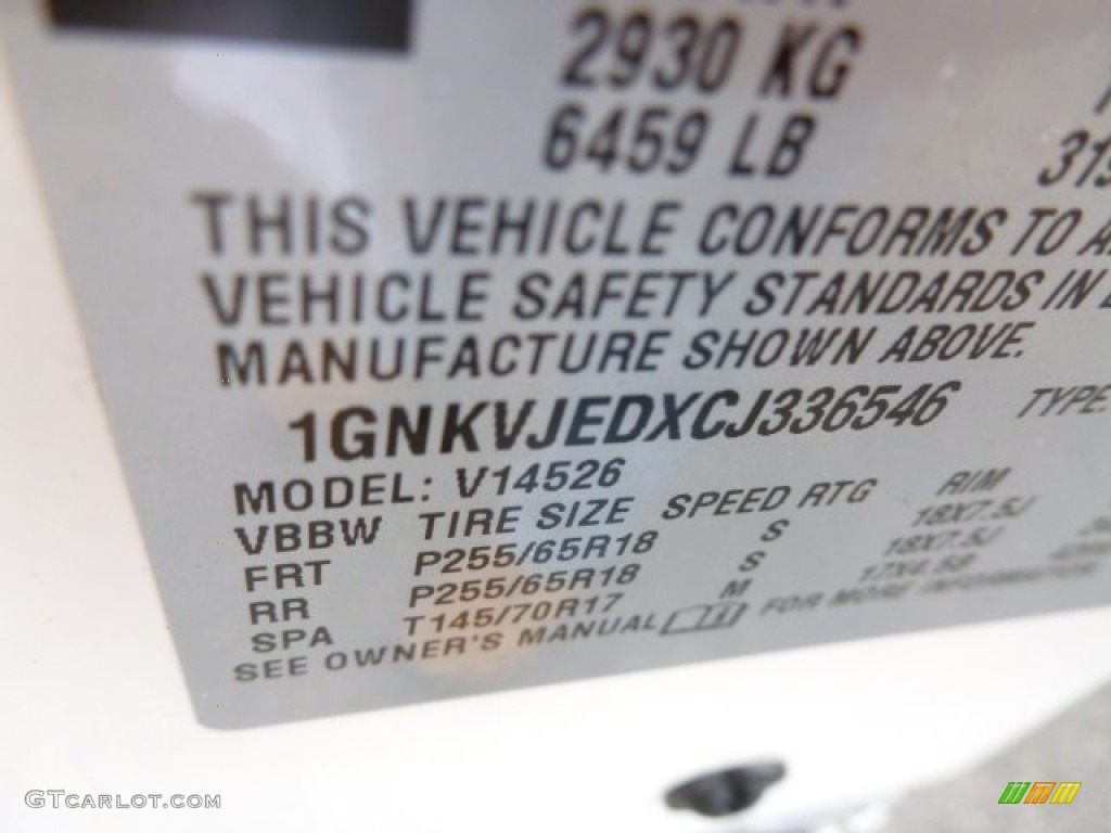 2012 Traverse LT AWD - White / Ebony photo #20