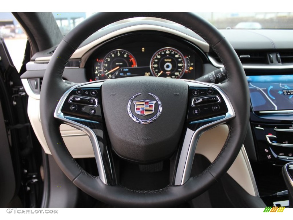 2013 Cadillac XTS Platinum FWD Jet Black/Light Wheat Opus Full Leather Steering Wheel Photo #79345966