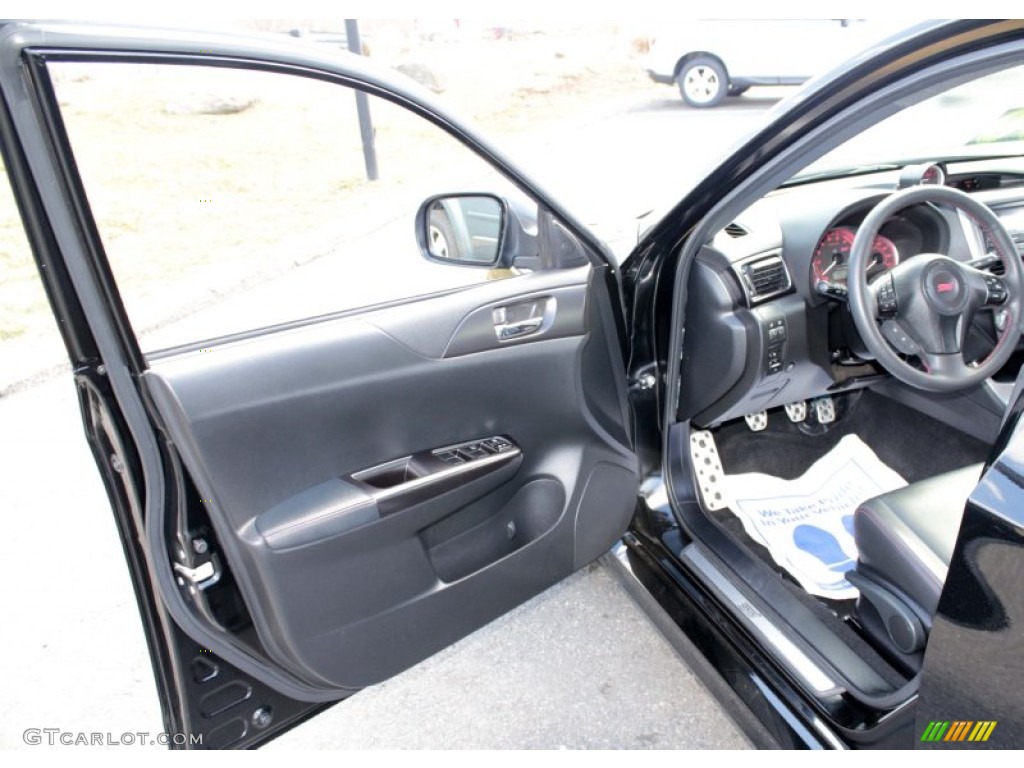 2011 Subaru Impreza WRX STi Limited STI Carbon Black Leather Door Panel Photo #79347655