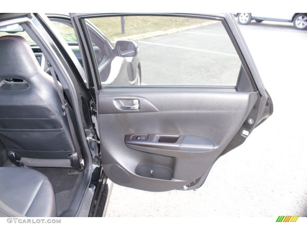 2011 Subaru Impreza WRX STi Limited STI Carbon Black Leather Door Panel Photo #79347769