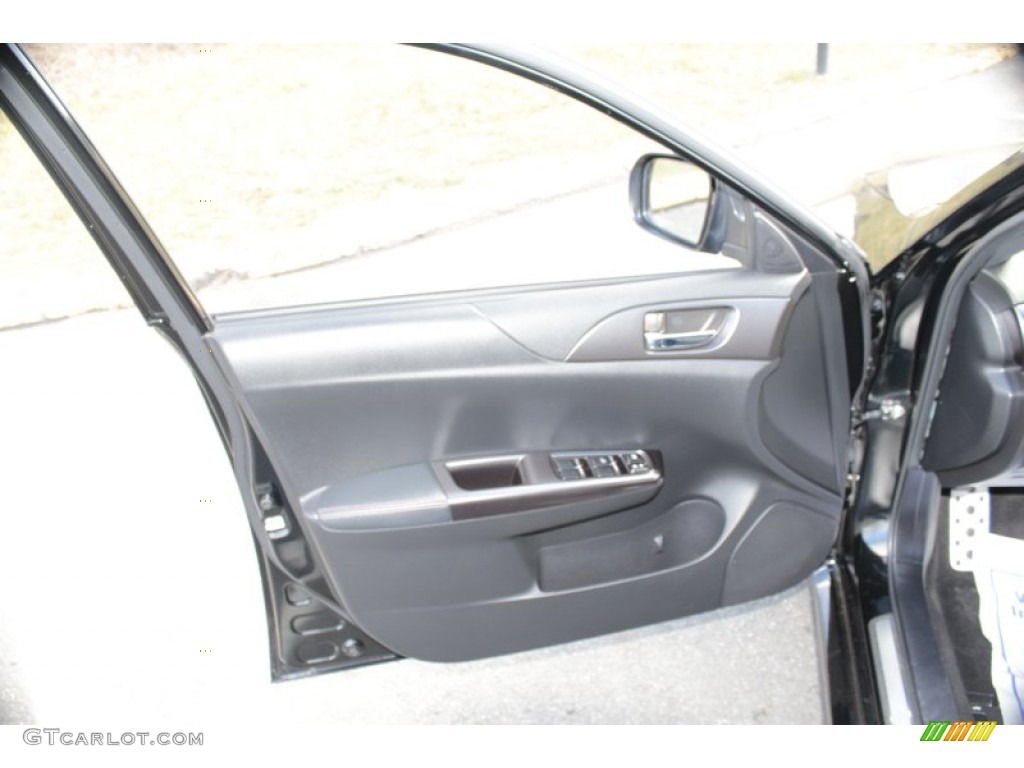 2011 Subaru Impreza WRX STi Limited STI Carbon Black Leather Door Panel Photo #79347803