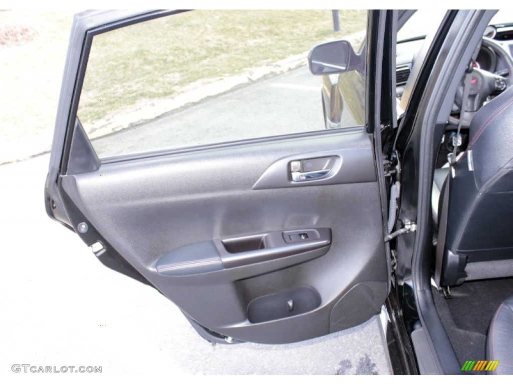 2011 Subaru Impreza WRX STi Limited STI Carbon Black Leather Door Panel Photo #79347820