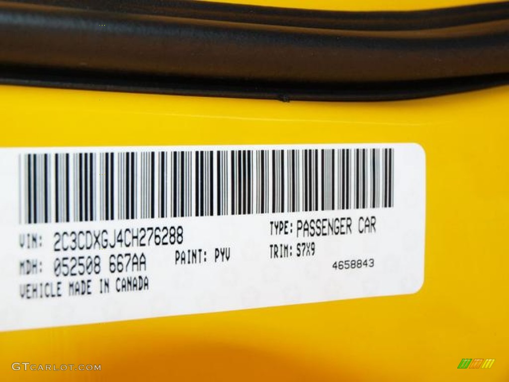 2012 Charger Color Code PYV for Stinger Yellow Photo #79348225