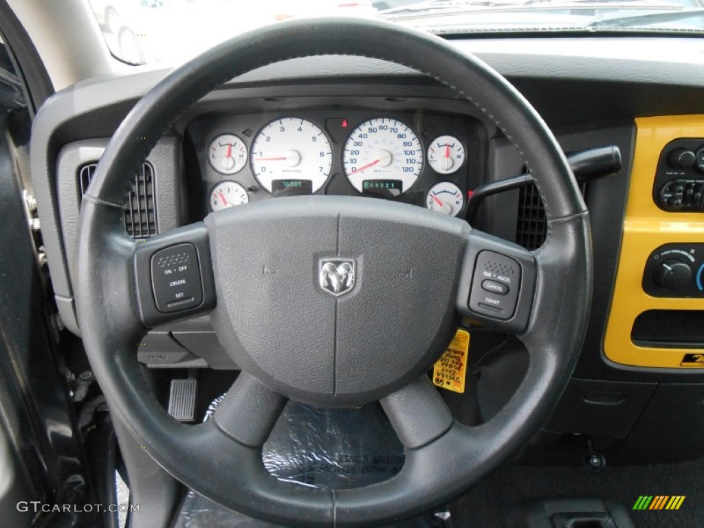 2004 Dodge Ram 1500 Rumble Bee Regular Cab 4x4 Dark Slate Gray/Yellow Accents Steering Wheel Photo #79350212