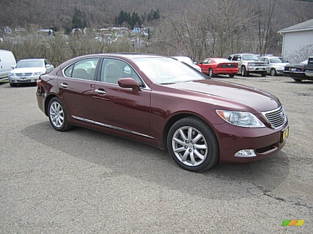 2009 LS 460 AWD - Noble Spinel Red Mica / Cashmere Beige photo #3