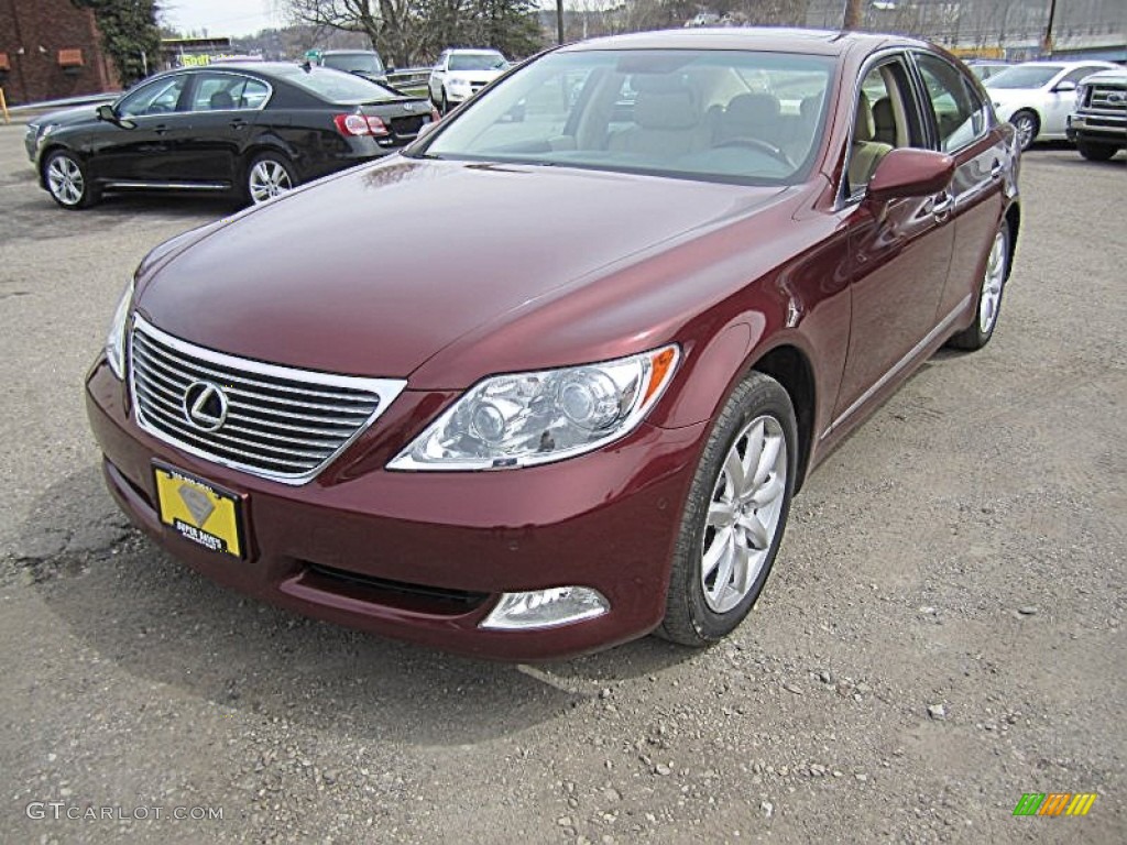 2009 LS 460 AWD - Noble Spinel Red Mica / Cashmere Beige photo #6