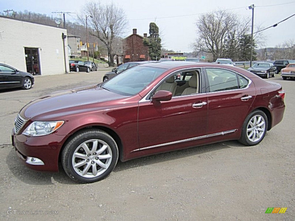 2009 LS 460 AWD - Noble Spinel Red Mica / Cashmere Beige photo #7