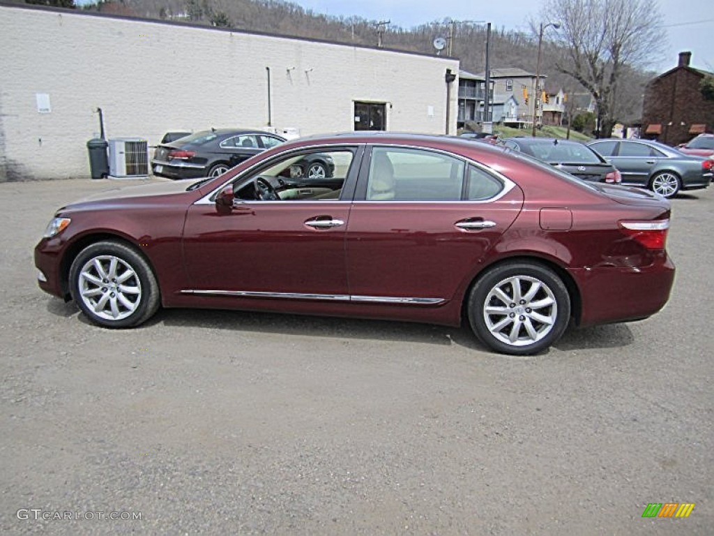 2009 LS 460 AWD - Noble Spinel Red Mica / Cashmere Beige photo #8