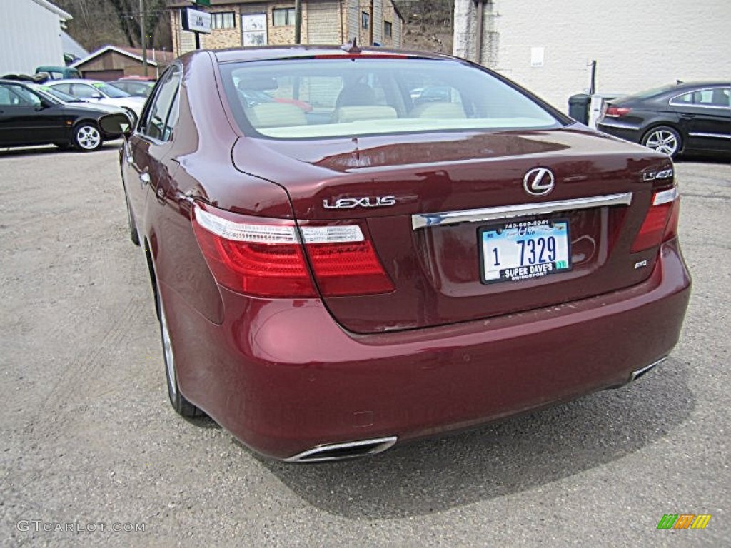 2009 LS 460 AWD - Noble Spinel Red Mica / Cashmere Beige photo #10