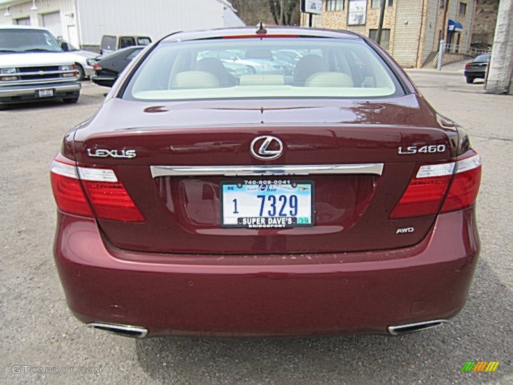 2009 LS 460 AWD - Noble Spinel Red Mica / Cashmere Beige photo #11