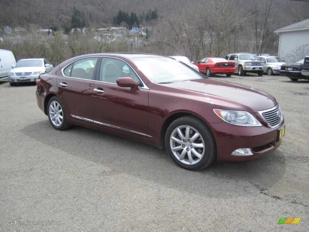 2009 LS 460 AWD - Noble Spinel Red Mica / Cashmere Beige photo #34