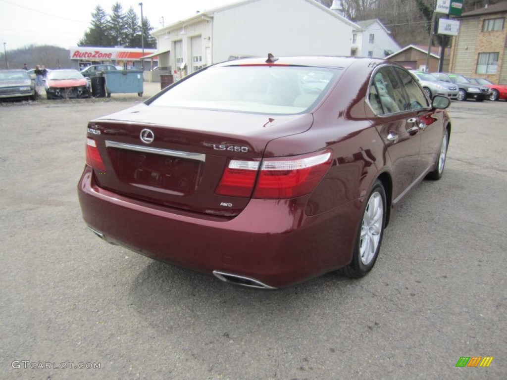 2009 LS 460 AWD - Noble Spinel Red Mica / Cashmere Beige photo #40