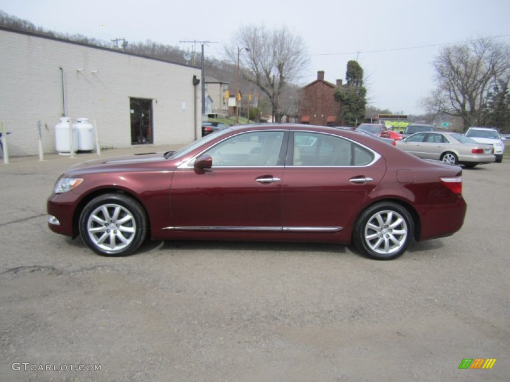 2009 LS 460 AWD - Noble Spinel Red Mica / Cashmere Beige photo #45