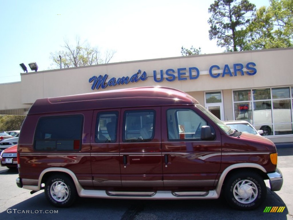 2003 E Series Van E150 Passenger Conversion - Burgundy Red Metallic / Medium Pebble photo #1