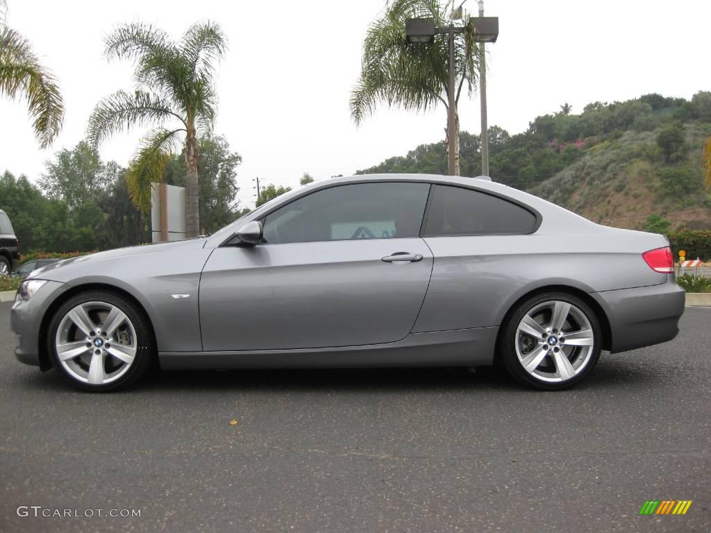 2008 3 Series 335i Coupe - Space Grey Metallic / Coral Red/Black photo #2