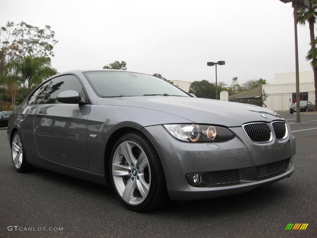 2008 3 Series 335i Coupe - Space Grey Metallic / Coral Red/Black photo #7