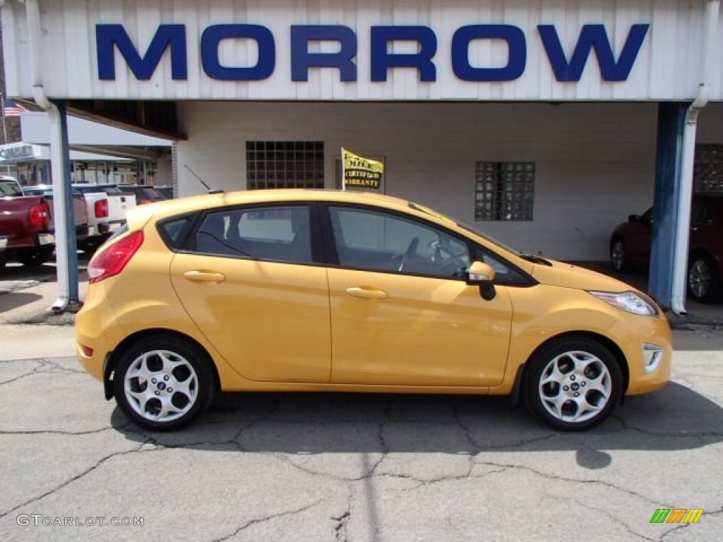 2012 Fiesta SES Hatchback - Yellow Blaze Metallic Tri-coat / Charcoal Black photo #1