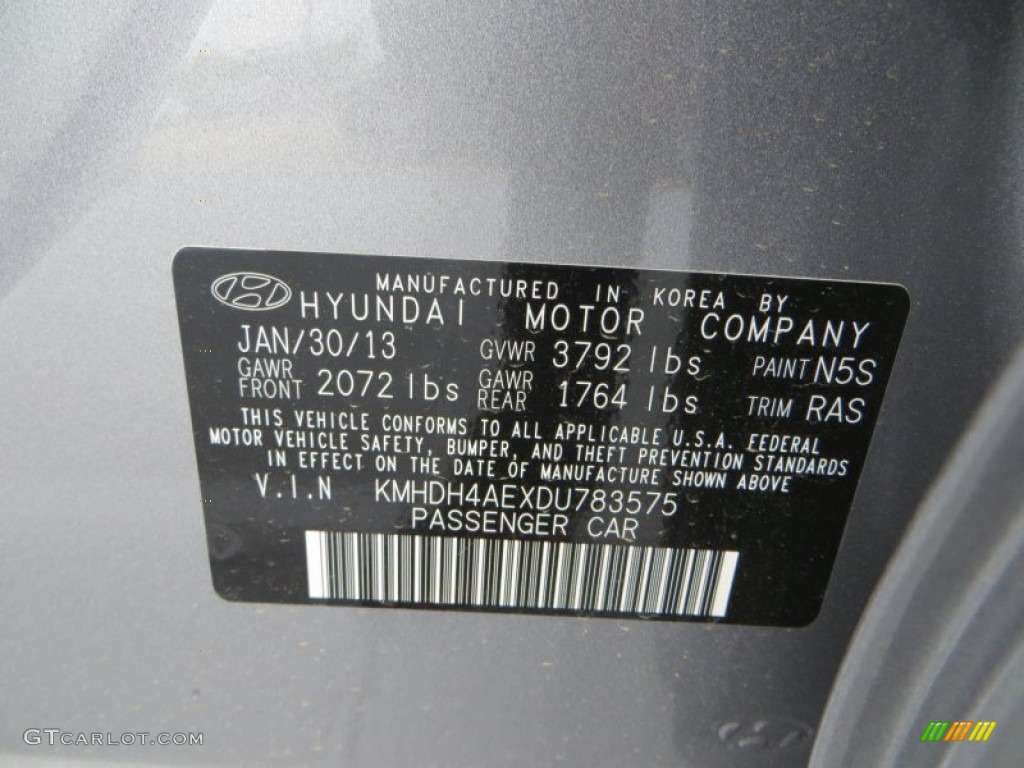 2013 Elantra Limited - Titanium Gray Metallic / Gray photo #34