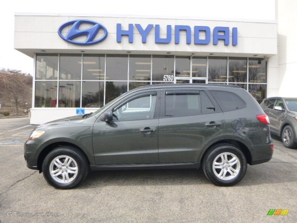 2010 Santa Fe GLS 4WD - Black Forest Green Metallic / Gray photo #1