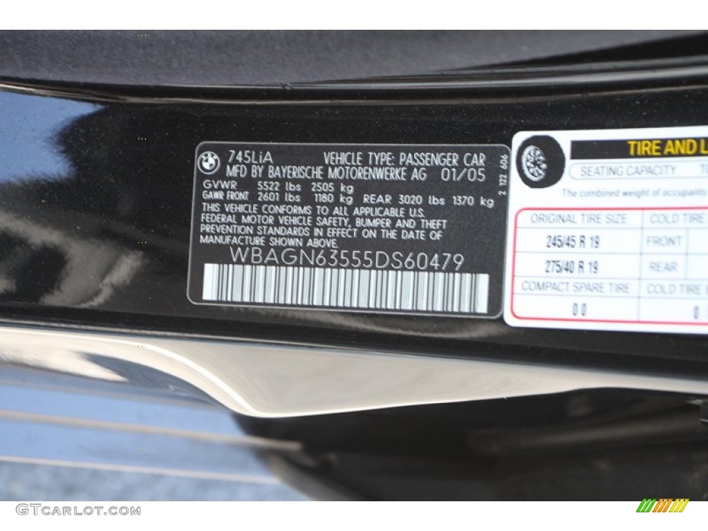 2005 7 Series 745Li Sedan - Jet Black / Black/Black photo #54