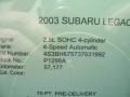 2003 Seamist Green Pearl Subaru Outback Wagon  photo #22