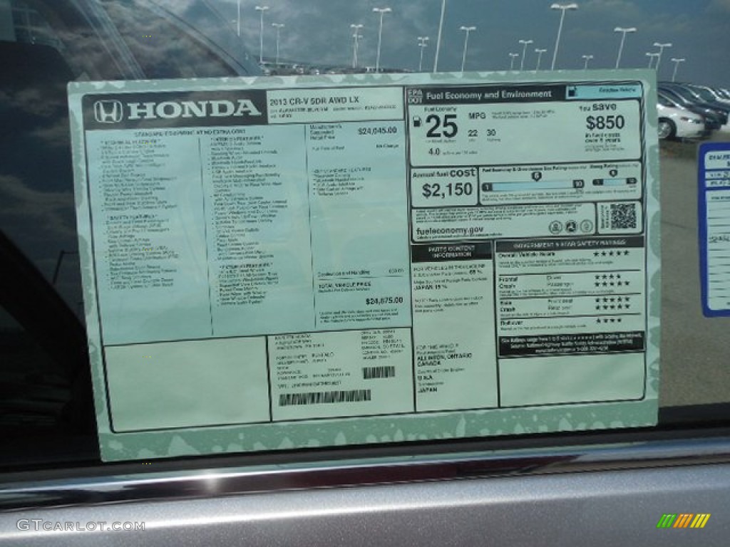 2013 Honda CR-V LX AWD Window Sticker Photo #79378585
