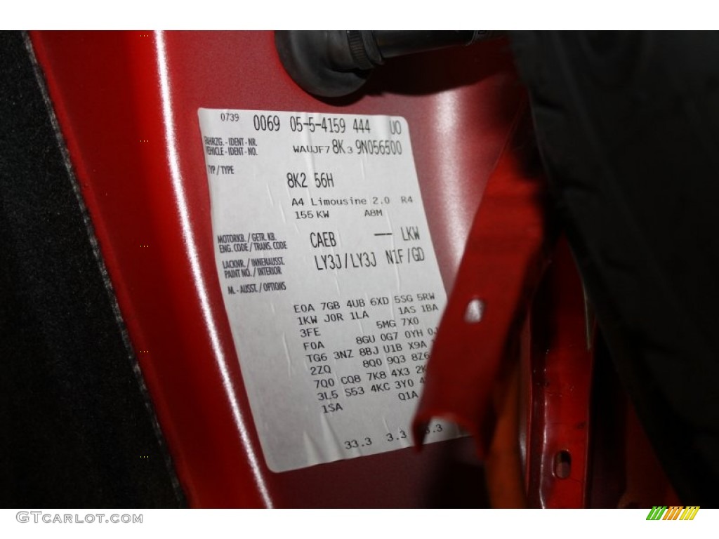 2009 A4 2.0T Sedan - Brilliant Red / Black photo #33