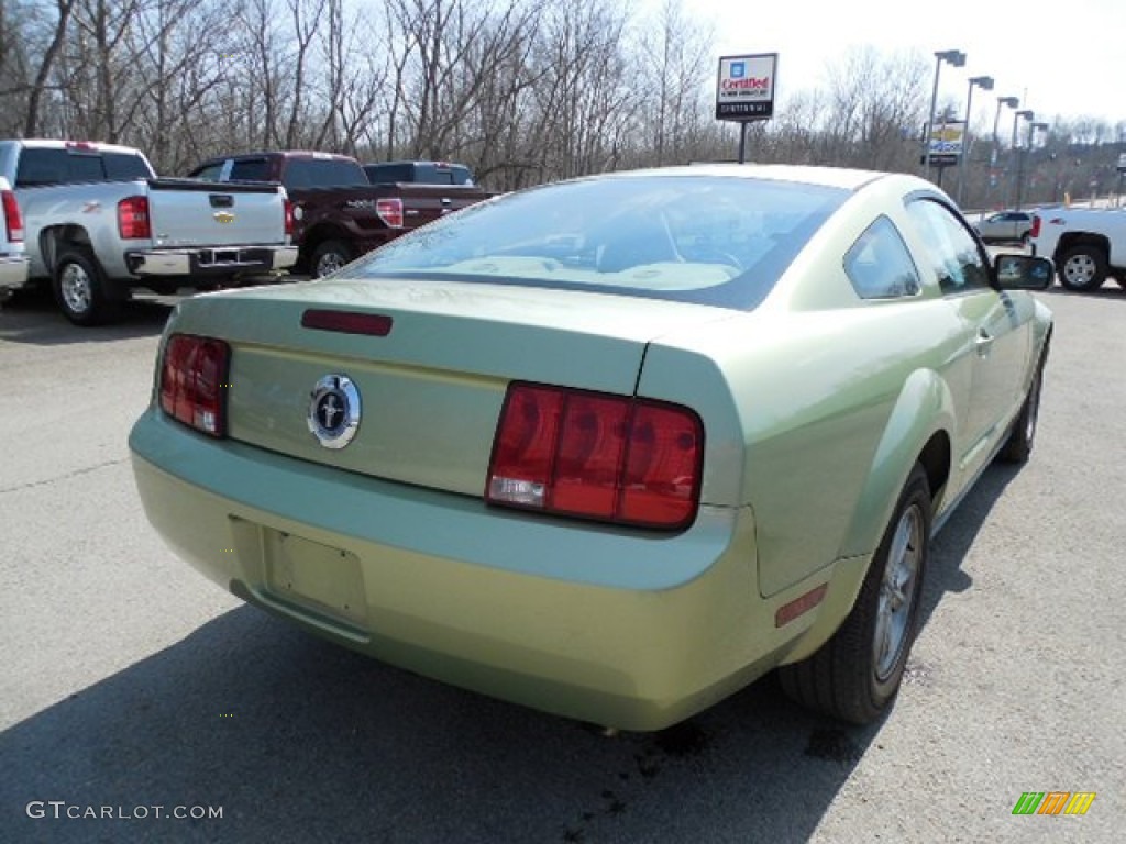 2005 Mustang V6 Deluxe Coupe - Legend Lime Metallic / Medium Parchment photo #6