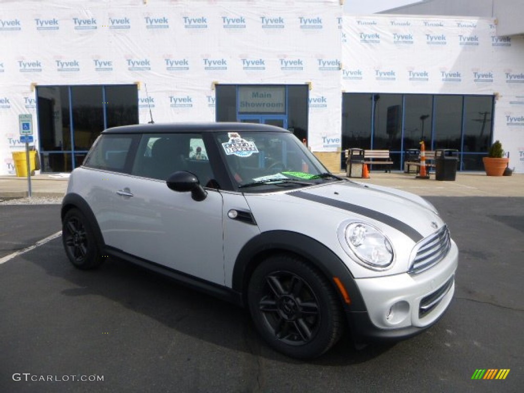 2011 Cooper Hardtop - White Silver Metallic / Rooster Red/Carbon Black photo #1