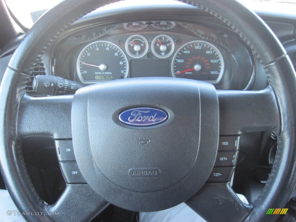 2006 Ford Ranger FX4 Level II SuperCab 4x4 Ebony Black/Red Steering Wheel Photo #79390438