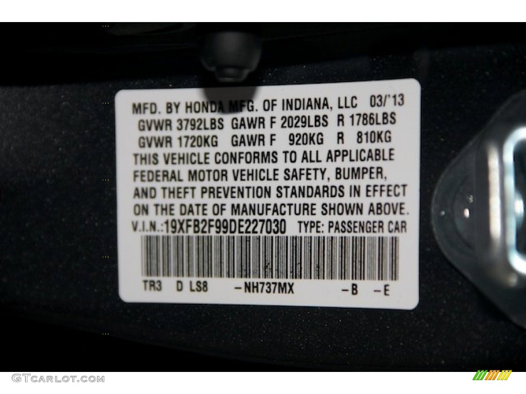 2013 Civic EX-L Sedan - Polished Metal Metallic / Gray photo #20