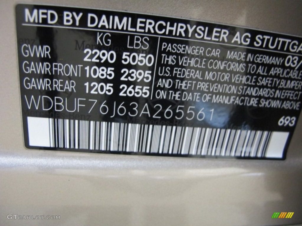 2003 E Color Code 693 for Desert Silver Metallic Photo #79397653